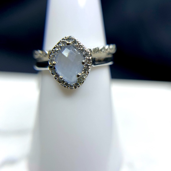 Blue Quartz Ring Size 6 Double Band 😍 - Picture 3 of 5